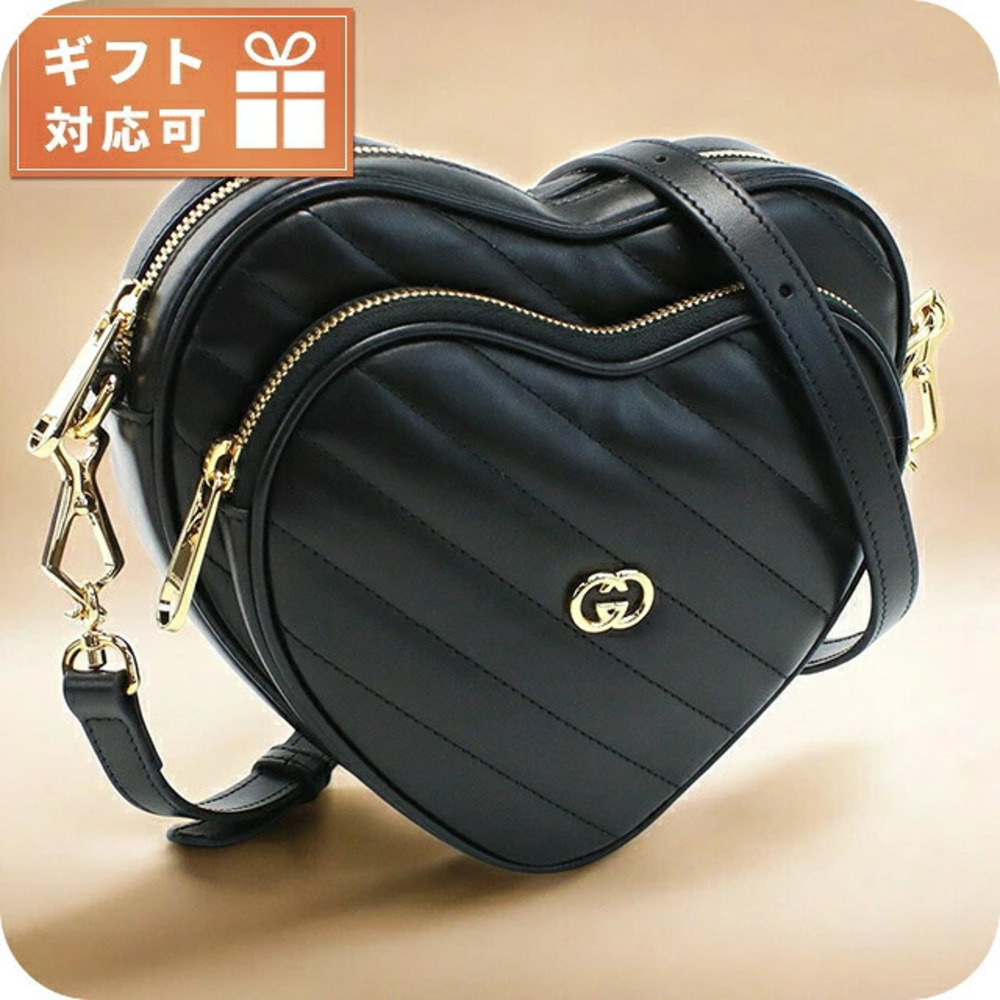 Gucci GG Marmont Heart Leather Crossbody Bag Black